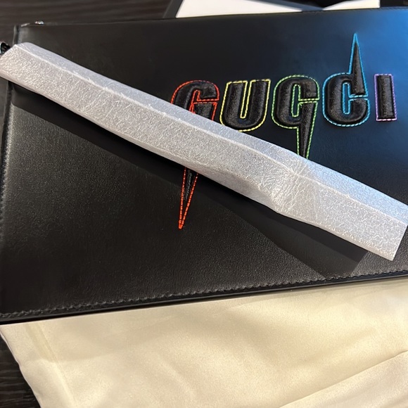 NWT Gucci Blade Lightening Embroidered Lion Black Wristlet / Bag - Picture 5 of 6